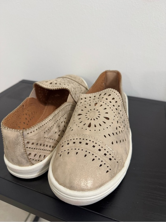 American Rag Shoes - Women’s Slip-On Perforated Comfort Sneakers - Beige | Size 8 MED